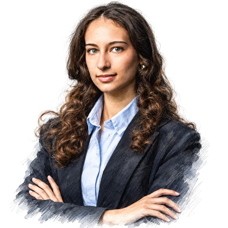 Portrait aquarelle d’une experte en gestion locative Airbnb, équipe WeHost